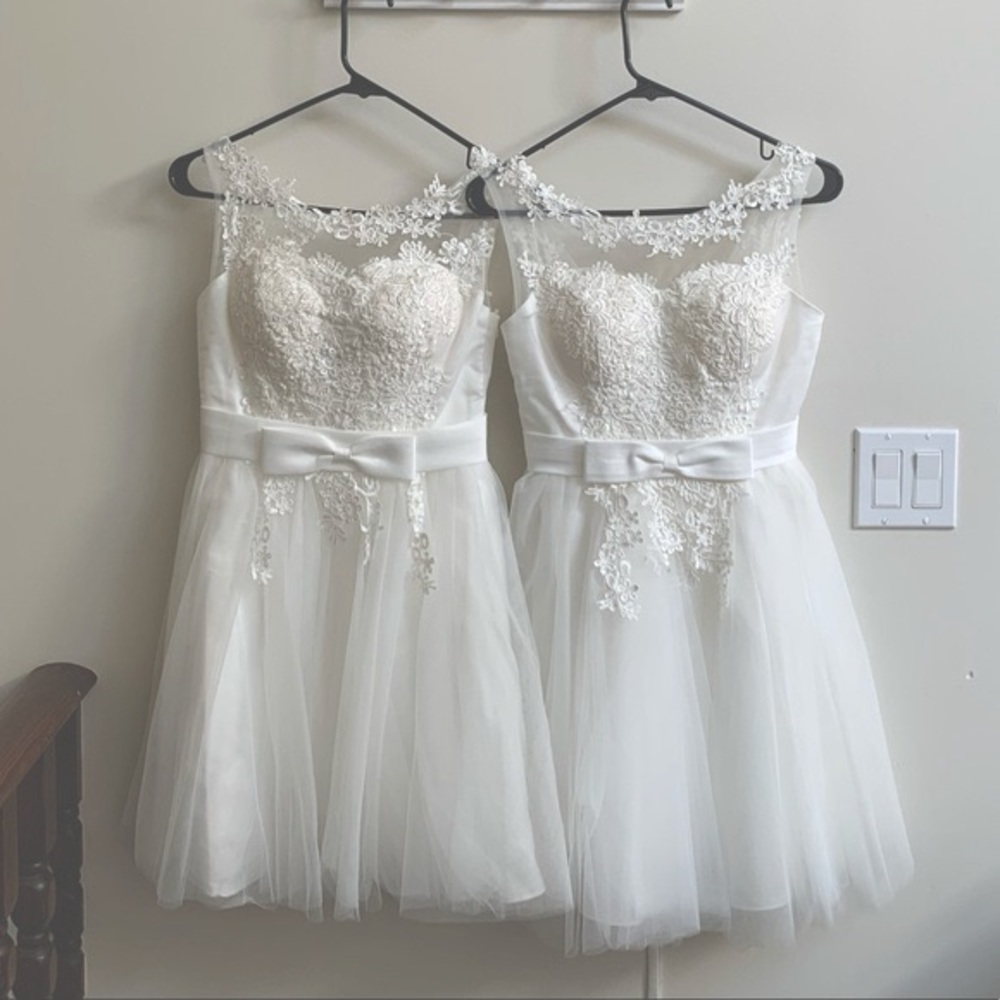 2 for 1!! Two white bridesmaid/ formal/ party dresses one in size S and one in M